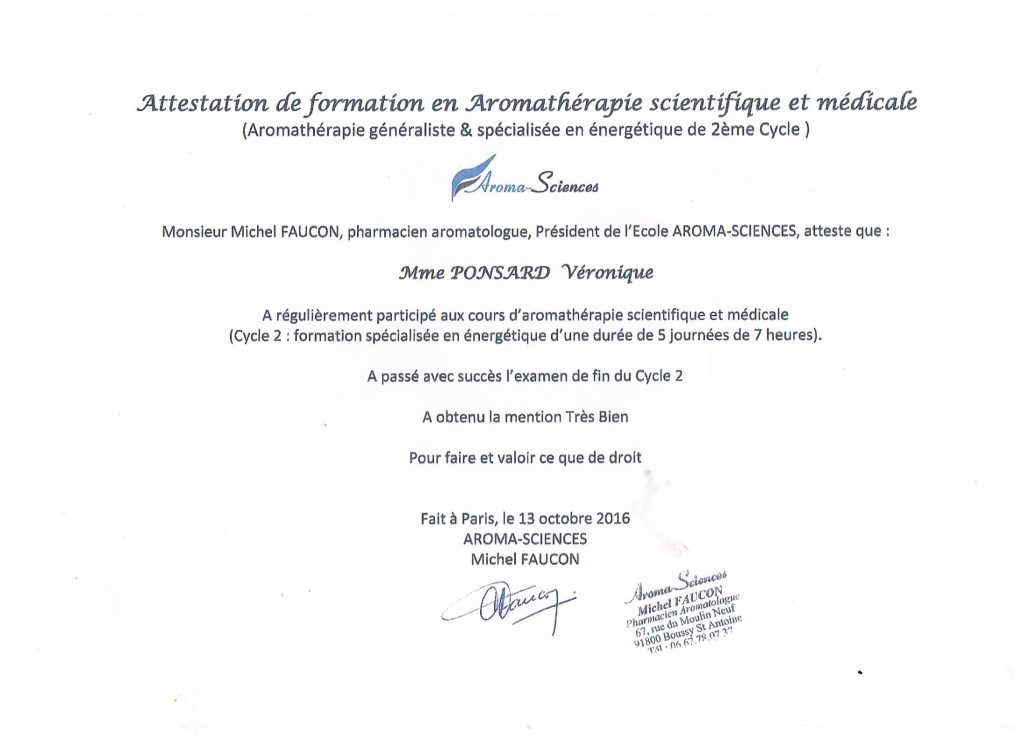 certificat aromatherapie